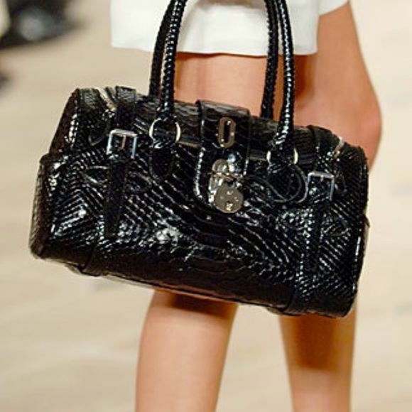 Ralph Lauren Collection Python Snakeskin Purse Hand Bag Runway Vintage Black - Picture 1 of 8